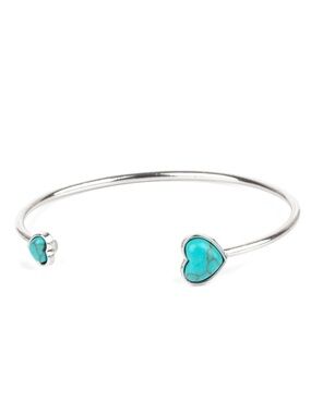 Romantically Rustic - Turquoise Heart Silver Cuff Bracelet